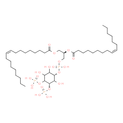 ChemSpider 2D Image | (2R)-2-[(9Z)-9-Hexadecenoyloxy]-3-[(hydroxy{[(1S,5S)-2,3,6-trihydroxy-4,5-bis(phosphonooxy)cyclohexyl]oxy}phosphoryl)oxy]propyl (9Z)-9-octadecenoate | C43H81O19P3