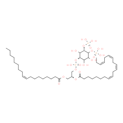 ChemSpider 2D Image | (2R)-1-[(Hydroxy{[(1S,5S)-2,3,6-trihydroxy-4,5-bis(phosphonooxy)cyclohexyl]oxy}phosphoryl)oxy]-3-[(9Z)-9-octadecenoyloxy]-2-propanyl (8Z,11Z,14Z,17Z)-8,11,14,17-icosatetraenoate | C47H83O19P3