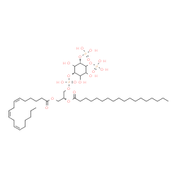 ChemSpider 2D Image | (2R)-3-[(Hydroxy{[(1S,5S)-2,3,6-trihydroxy-4,5-bis(phosphonooxy)cyclohexyl]oxy}phosphoryl)oxy]-2-(stearoyloxy)propyl (6Z,9Z,12Z)-6,9,12-octadecatrienoate | C45H83O19P3