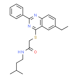 ChemSpider 2D Image | 2-[(6-Ethyl-2-phenyl-4-quinazolinyl)sulfanyl]-N-(3-methylbutyl)acetamide | C23H27N3OS