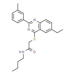ChemSpider 2D Image | N-Butyl-2-{[6-ethyl-2-(3-methylphenyl)-4-quinazolinyl]sulfanyl}acetamide | C23H27N3OS