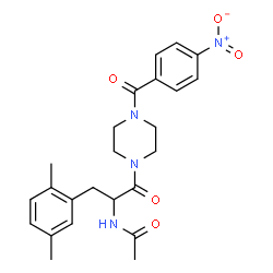 ChemSpider 2D Image | N-{3-(2,5-Dimethylphenyl)-1-[4-(4-nitrobenzoyl)-1-piperazinyl]-1-oxo-2-propanyl}acetamide | C24H28N4O5