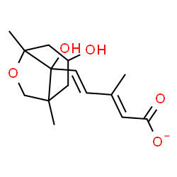 ChemSpider 2D Image | (2E,4E)-5-(3,8-Dihydroxy-1,5-dimethyl-6-oxabicyclo[3.2.1]oct-8-yl)-3-methyl-2,4-pentadienoate | C15H21O5