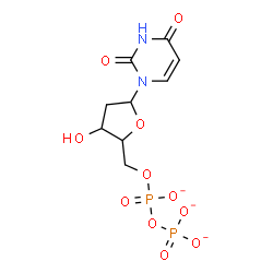 ChemSpider 2D Image | 1-{2-Deoxy-5-O-[(phosphonatooxy)phosphinato]pentofuranosyl}-2,4(1H,3H)-pyrimidinedione | C9H11N2O11P2