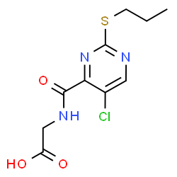 ChemSpider 2D Image | N-{[5-Chloro-2-(propylsulfanyl)-4-pyrimidinyl]carbonyl}glycine | C10H12ClN3O3S