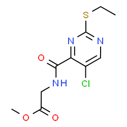 ChemSpider 2D Image | Methyl N-{[5-chloro-2-(ethylsulfanyl)-4-pyrimidinyl]carbonyl}glycinate | C10H12ClN3O3S