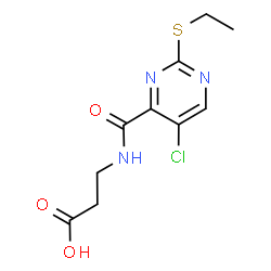 ChemSpider 2D Image | N-{[5-Chloro-2-(ethylsulfanyl)-4-pyrimidinyl]carbonyl}-beta-alanine | C10H12ClN3O3S