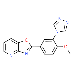 ChemSpider 2D Image | 2-[4-Methoxy-3-(4H-1,2,4-triazol-4-yl)phenyl][1,3]oxazolo[4,5-b]pyridine | C15H11N5O2
