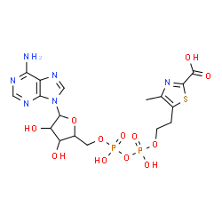 ChemSpider 2D Image | 9-{5-O-[({[2-(2-Carboxy-4-methyl-1,3-thiazol-5-yl)ethoxy](hydroxy)phosphoryl}oxy)(hydroxy)phosphoryl]pentofuranosyl}-9H-purin-6-amine | C17H22N6O12P2S