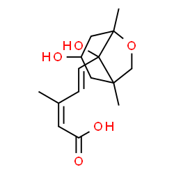 ChemSpider 2D Image | (2Z,4E)-5-(3,8-Dihydroxy-1,5-dimethyl-6-oxabicyclo[3.2.1]oct-8-yl)-3-methyl-2,4-pentadienoic acid | C15H22O5