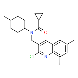 ChemSpider 2D Image | N-[(2-Chloro-6,8-dimethyl-3-quinolinyl)methyl]-N-(4-methylcyclohexyl)cyclopropanecarboxamide | C23H29ClN2O
