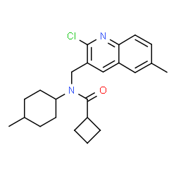 ChemSpider 2D Image | N-[(2-Chloro-6-methyl-3-quinolinyl)methyl]-N-(4-methylcyclohexyl)cyclobutanecarboxamide | C23H29ClN2O