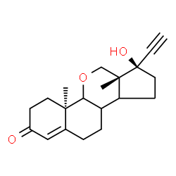 ChemSpider 2D Image | (4aR,6aR,7R)-7-Ethynyl-7-hydroxy-4a,6a-dimethyl-4,4a,4b,6,6a,7,8,9,9a,9b,10,11-dodecahydrobenzo[h]cyclopenta[c]chromen-2(3H)-one | C20H26O3