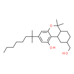 ChemSpider 2D Image | 9-(Hydroxymethyl)-6,6-dimethyl-3-(2-methyl-2-octanyl)-6a,7,8,9,10,10a-hexahydro-6H-benzo[c]chromen-1-ol | C25H40O3