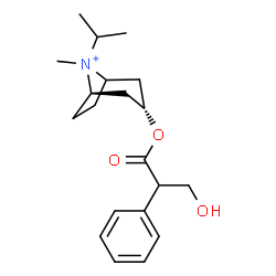ChemSpider 2D Image | (1R,3R)-3-[(3-Hydroxy-2-phenylpropanoyl)oxy]-8-isopropyl-8-methyl-8-azoniabicyclo[3.2.1]octane | C20H30NO3
