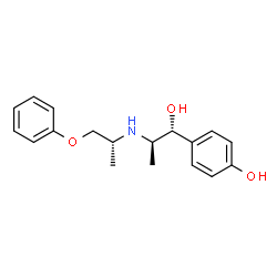 ChemSpider 2D Image | 4-[(1R,2R)-1-Hydroxy-2-{[(2R)-1-phenoxy-2-propanyl]amino}propyl]phenol | C18H23NO3