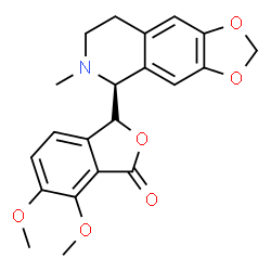 ChemSpider 2D Image | (3R)-6,7-Dimethoxy-3-[(5S)-6-methyl-5,6,7,8-tetrahydro[1,3]dioxolo[4,5-g]isoquinolin-5-yl]-2-benzofuran-1(3H)-one | C21H21NO6