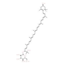 ChemSpider 2D Image | (3R,3'E)-1',3-Dihydroxy-3',4'-didehydro-1',2'-dihydro-beta,psi-caroten-2'-yl D-glucopyranoside | C46H66O8