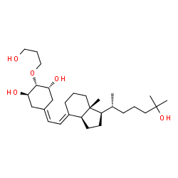ChemSpider 2D Image | (1R,2R,3R,5E,7E,17beta)-17-(6-Hydroxy-6-methyl-2-heptanyl)-2-(3-hydroxypropoxy)-9,10-secoestra-5,7-diene-1,3-diol | C29H50O5