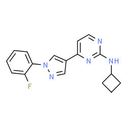 ChemSpider 2D Image | N-Cyclobutyl-4-[1-(2-fluorophenyl)-1H-pyrazol-4-yl]-2-pyrimidinamine | C17H16FN5