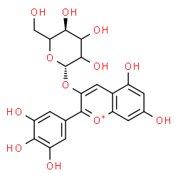 ChemSpider 2D Image | 5,7-Dihydroxy-2-(3,4,5-trihydroxyphenyl)-3-chromeniumyl beta-D-glycero-hexopyranoside | C21H21O12