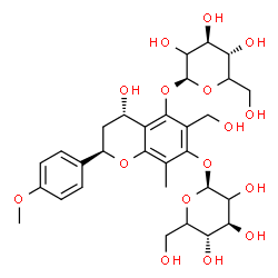 ChemSpider 2D Image | (2R,4S)-5-(beta-D-threo-Hexopyranosyloxy)-4-hydroxy-6-(hydroxymethyl)-2-(4-methoxyphenyl)-8-methyl-3,4-dihydro-2H-chromen-7-yl beta-D-threo-hexopyranoside | C30H40O16