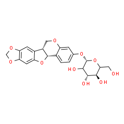 ChemSpider 2D Image | (6aR,12aR)-6a,12a-Dihydro-6H-[1,3]dioxolo[5,6][1]benzofuro[3,2-c]chromen-3-yl beta-D-threo-hexopyranoside | C22H22O10