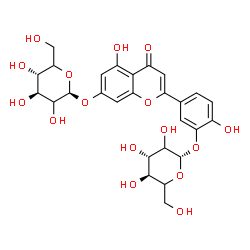 ChemSpider 2D Image | 5-[7-(beta-D-threo-Hexopyranosyloxy)-5-hydroxy-4-oxo-4H-chromen-2-yl]-2-hydroxyphenyl beta-D-threo-hexopyranoside | C27H30O16