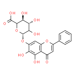 ChemSpider 2D Image | 5,6-Dihydroxy-4-oxo-2-phenyl-4H-chromen-7-yl beta-D-threo-hexopyranosiduronic acid | C21H18O11