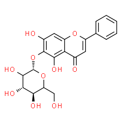 ChemSpider 2D Image | 5,7-Dihydroxy-4-oxo-2-phenyl-4H-chromen-6-yl beta-D-threo-hexopyranoside | C21H20O10