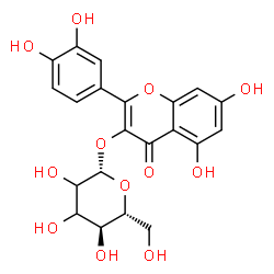 ChemSpider 2D Image | 2-(3,4-Dihydroxyphenyl)-5,7-dihydroxy-4-oxo-4H-chromen-3-yl beta-D-erythro-hexopyranoside | C21H20O12