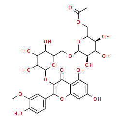 ChemSpider 2D Image | 5,7-Dihydroxy-2-(4-hydroxy-3-methoxyphenyl)-4-oxo-4H-chromen-3-yl 6-O-(6-O-acetyl-beta-D-erythro-hexopyranosyl)-alpha-L-glycero-hexopyranoside | C30H34O18