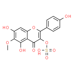 ChemSpider 2D Image | 5,7-Dihydroxy-2-(4-hydroxyphenyl)-6-methoxy-4-oxo-4H-chromen-3-yl hydrogen sulfate | C16H12O10S