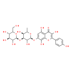 ChemSpider 2D Image | 3,5,8-Trihydroxy-2-(4-hydroxyphenyl)-4-oxo-4H-chromen-7-yl 6-deoxy-3-O-beta-D-threo-hexopyranosyl-alpha-L-erythro-hexopyranoside | C27H30O16