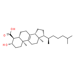 ChemSpider 2D Image | 3beta-hydroxy-5alpha-cholest-8-ene-4alpha-carboxylic acid | C28H46O3