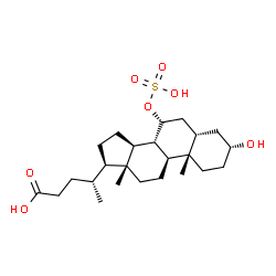 ChemSpider 2D Image | (3Î±,5Î²,7Î±)-3-Hydroxy-7-(sulfooxy)cholan-24-oic acid | C24H40O7S