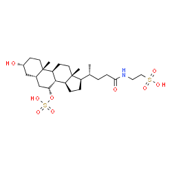 ChemSpider 2D Image | 2-{[(3alpha,5beta,7alpha)-3-Hydroxy-24-oxo-7-(sulfooxy)cholan-24-yl]amino}ethanesulfonic acid | C26H45NO9S2