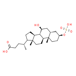 ChemSpider 2D Image | (3beta,5beta,7beta,17xi)-7-Hydroxy-3-(sulfooxy)cholan-24-oic acid | C24H40O7S