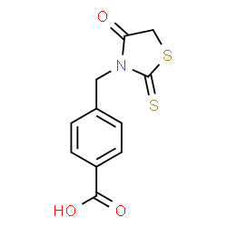 ChemSpider 2D Image | 4-[(4-Oxo-2-thioxo-1,3-thiazolidin-3-yl)methyl]benzoic acid | C11H9NO3S2