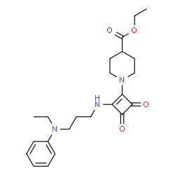 ChemSpider 2D Image | Ethyl 1-[2-({3-[ethyl(phenyl)amino]propyl}amino)-3,4-dioxo-1-cyclobuten-1-yl]-4-piperidinecarboxylate | C23H31N3O4