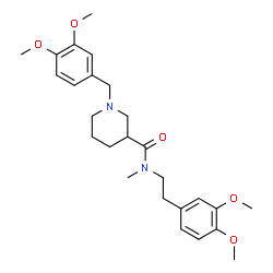 ChemSpider 2D Image | 1-(3,4-Dimethoxybenzyl)-N-[2-(3,4-dimethoxyphenyl)ethyl]-N-methyl-3-piperidinecarboxamide | C26H36N2O5