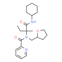 ChemSpider 2D Image | N-[1-(Cyclohexylamino)-2-methyl-1-oxo-2-butanyl]-N-(tetrahydro-2-furanylmethyl)-2-pyridinecarboxamide | C22H33N3O3