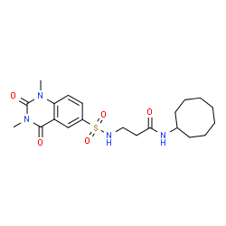 ChemSpider 2D Image | N-Cyclooctyl-N~3~-[(1,3-dimethyl-2,4-dioxo-1,2,3,4-tetrahydro-6-quinazolinyl)sulfonyl]-beta-alaninamide | C21H30N4O5S