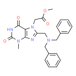 ChemSpider 2D Image | Methyl {8-[(dibenzylamino)methyl]-3-methyl-2,6-dioxo-1,2,3,6-tetrahydro-7H-purin-7-yl}acetate | C24H25N5O4