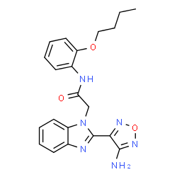 ChemSpider 2D Image | 2-[2-(4-Amino-1,2,5-oxadiazol-3-yl)-1H-benzimidazol-1-yl]-N-(2-butoxyphenyl)acetamide | C21H22N6O3