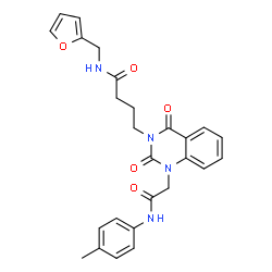 ChemSpider 2D Image | N-(2-Furylmethyl)-4-[1-{2-[(4-methylphenyl)amino]-2-oxoethyl}-2,4-dioxo-1,4-dihydro-3(2H)-quinazolinyl]butanamide | C26H26N4O5