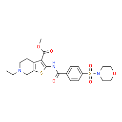 ChemSpider 2D Image | Methyl 6-ethyl-2-{[4-(4-morpholinylsulfonyl)benzoyl]amino}-4,5,6,7-tetrahydrothieno[2,3-c]pyridine-3-carboxylate | C22H27N3O6S2