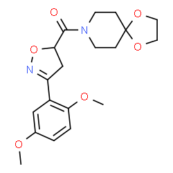 ChemSpider 2D Image | 8-{[3-(2,5-dimethoxyphenyl)-4,5-dihydroisoxazol-5-yl]carbonyl}-1,4-dioxa-8-azaspiro[4.5]decane | C19H24N2O6