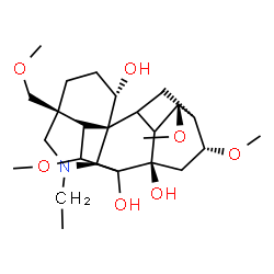 ChemSpider 2D Image | (1alpha,9xi,10xi,14beta,16alpha)-20-Ethyl-6,14,16-trimethoxy-4-(methoxymethyl)aconitane-1,7,8-triol | C25H41NO7