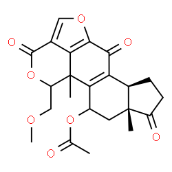 ChemSpider 2D Image | (6bS,9aR)-1-(Methoxymethyl)-9a,11b-dimethyl-3,6,9-trioxo-1,6,6b,7,8,9,9a,10,11,11b-decahydro-3H-furo[4,3,2-de]indeno[4,5-h]isochromen-11-yl acetate | C23H24O8